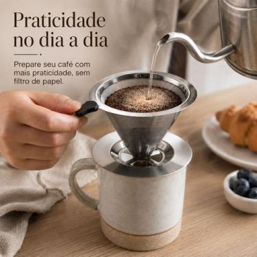 Imagem de Filtro Coador De Café Inox Peneira Aço Reutilizável - Kvell