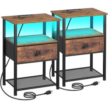 Imagem de Conjunto de mesa de cabeceira LOAKEKEL HETS01PBR com Estação de Carreg