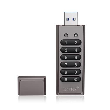 Imagem de Pendrive,Senha de unidade USB criptografada de 32 GB de 256 bits Secure Flash Drive USB 3.0 U Suporte a disco Função de redefinição/limpeza/bloqueio automático, cinza