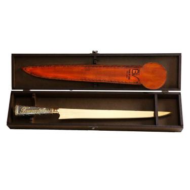 Imagem de Faca Farroupilha 1835 12 Pol. Cabo de Alpaca Dourada Aço Cirúrgico