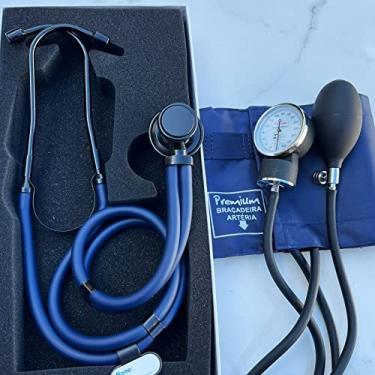 Imagem de Kit Enfermagem Acadêmico Azul Black Esteto Rappaport Esfigmo Com Bolsa Premium P.A Med