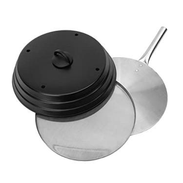 Imagem de Kit Pizza Para Churrasqueira com Pá de Pizza Alumínio Forma Redonda 35 cm e Abafador (Preto)