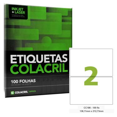 Imagem de Etiqueta Adesiva Carta CC186 138,11 x 212,73 mm 100 Folhas Colacril