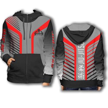 Imagem de Casaco Agasalho Moletom com Capuz - 5007 - Jiu Jitsu - Verm/Cinza - XXGG