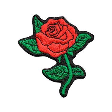 Imagem de Aplique Patch Bordado Modinha - Flor Rosa Vermelha DV80754- Termocolante Para Aplicar