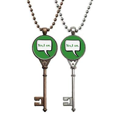 Imagem de OFFbb-USA Colar de chave de identificação de identificação de idioma diário para decoração de casais