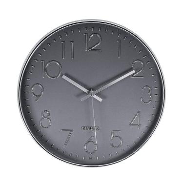 Imagem de Relógio de Parede Requinte Cromado Cinza e Prata Luxo 30cm - Tuut