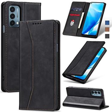 Imagem de Jasonyu Flip Carteira Capa para OnePlus Nord N200 5G,Capinha Folio Magnética de Couro com Suporte para Cartão,Suporte para Chute - Protetora Durável de TPU à Prova de Choque para Telefone,Preto