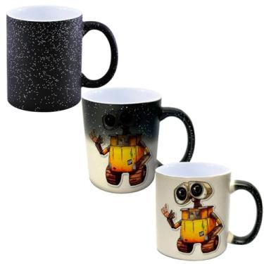 Imagem de Caneca Mágica Glitter Porcelana Fofo robo triste desenho