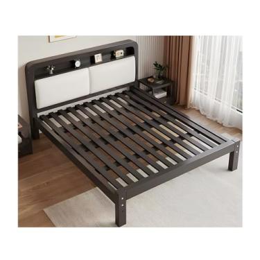 Imagem de Estrutura De Cama Queen De Metal, Estrutura De Cama Moderna De Solteiro Com Espaço De Armazenamento Embaixo Da Cama, Armações De Cama Queen Para Quartos, Apartamentos, Hotel (Color : Black 1, Size :