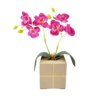 Imagem de Arranjo Mini Orquídea em Vasinho Quadrado Cachepot - Nacional , Pink