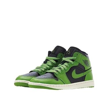 Imagem de Nike Tênis de basquete masculino Air Jordan 1 Mid, Black Sail Altitude Green, 39