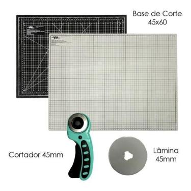 Imagem de Kit Base De Corte Verde Rosa Preto E Cinza Cortador 45 Refil - Artmak,