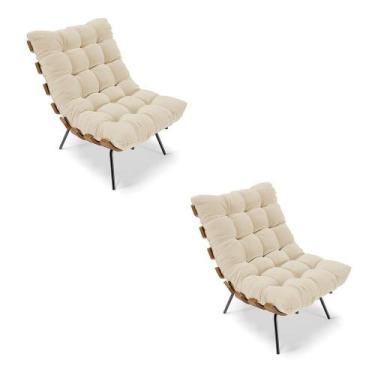 Imagem de Kit 02 Poltronas Costela Linho A19 Grosso Bege - DROSSI