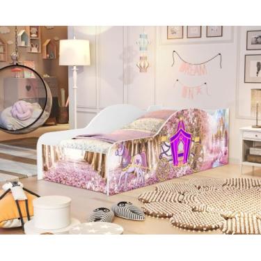 Imagem de Mini Cama Infantil Juvenil Carro Com Proteção Lateral Adesivada MDF De