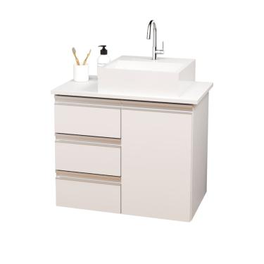 Imagem de Balcão Móvel Gabinete Mdf Para Banheiro Com Tampo & Cuba 60cm