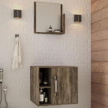 Imagem de Armário de Banheiro Olivia 1 Porta 2 Prateleiras com Espelho Carvalho 