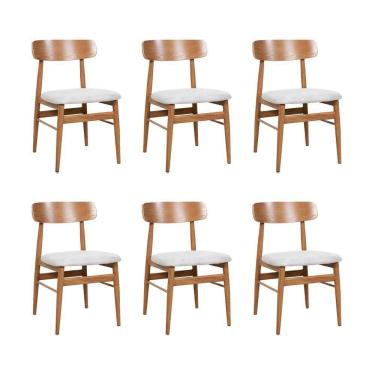 Imagem de Kit 6 Cadeiras De Jantar Delta Estrutura Aço Carbono Laminado Natural Com Estofado Linho Cru