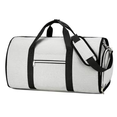 Imagem de Outplea Sacos de vestuário 34L para homens e mulheres, bolsas de viagem conversíveis, bolsa de terno com alça de ombro, mala de viagem suspensa 2 em 1 para aviões de fim de semana, Cinza claro, 34l