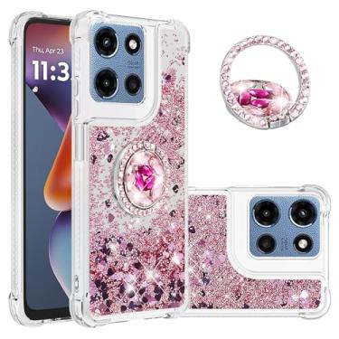 Imagem de Monwutong Capa Slim Fit para Moto G Stylus 5G 2025, TPU macio com glitter líquido de silicone de areia movediça e capa de proteção antiqueda pesada para Moto G Stylus 5G 2025, WTZH ouro rosa