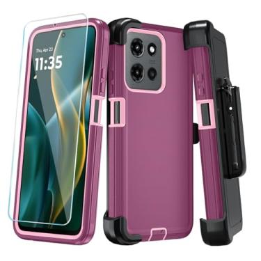 Imagem de Qinmay Capa de celular para Motorola Moto G 5G 2025/Moto G Play 5G 2025 com protetor de tela HD, capa de telefone resistente, à prova de choque e à prova de quedas, capa de telefone com 3 camadas