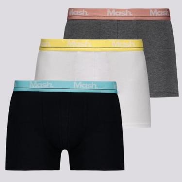 Imagem de Kit 3 Cuecas Boxer Mash Cotton Preta Branca e Cinza, M