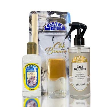 Imagem de Kit Chá Branco Coala Essência 120ml + Difusor 100ml + Odorizador Spray