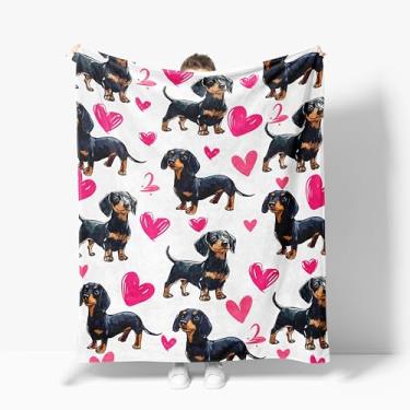 Imagem de Dachshund Cobertor quente de pelúcia cão dachshunds flanela cobertor super macio aconchegante felpudo cobertor de pelúcia presentes para crianças adolescentes adultos decoração de quarto 101 x 127 cm