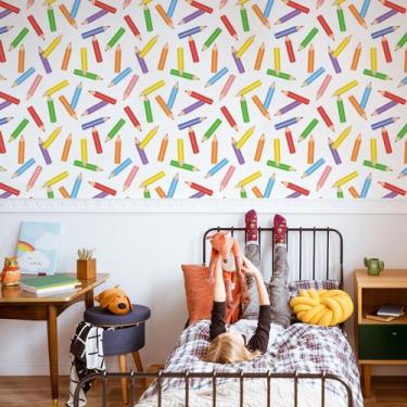 Imagem de Papel de Parede Lápis Coloridos Infantil rolo 57x270cm - Quartinhos