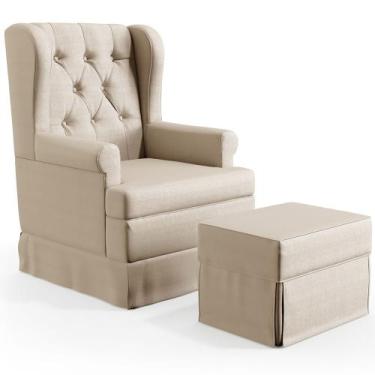 Imagem de Poltrona De Amamentação Com Balanço e Puff Helena P02 Capitonê Facto P