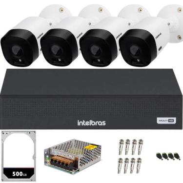 Imagem de kit câmeras intelbras 4 câmeras dvr intelbras mhdx s.cabo