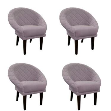 Imagem de Kit 4 Cadeiras Sala de Estar Liz Veludo Rosê - Mansão Decor