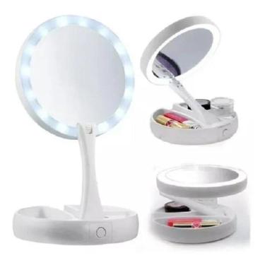 Imagem de Espelho De Mesa Dupla Face Branco Com Led