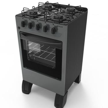 Imagem de Fogão Braslar 4 Bocas Carina Titanium Mesa De Vidro Temperado Forno Easy Clean