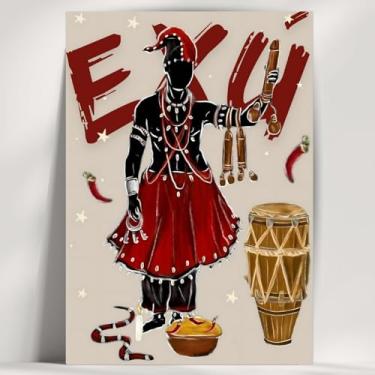 Imagem de Coleção de 62 quadros decorativos Giz - Umbanda e Candomblé - Decoração Orixá - Afro Brasileira - Escolha o seu Orixá! (Clássico, Exu, 20x14cm)
