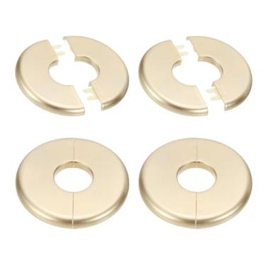 Imagem de PATIKIL Flange de parede 85 mm / 3,3" OD, 4 peças de cobertura de placa de escudo redondo PPR placas de cobertura de encanamento com fita autoadesiva para torneira de tubo de água de 26,5 mm / 2,5 cm