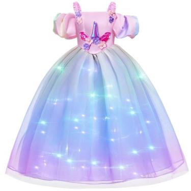 Imagem de Vestido de princesa Minetom para meninas de 5 a 6 anos com LED