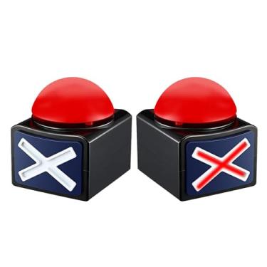 Imagem de MMGGAISH 2 Pieces with Lights and Alarms Game Show Button Box, Party Competition Props Toys, Game Buzzer, Answer Buzzer for Game Shows, Trivia Quiz Master Buzzer for Family Competition Games