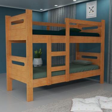 Imagem de Beliche Solteiro Amanda Com Escada 2 Andares Cor Cerejeira