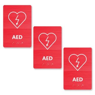 Imagem de Placa de DEA com braille de grau 2 - Sinal de desfibrilador externo automático, 15 x 23 cm (3)