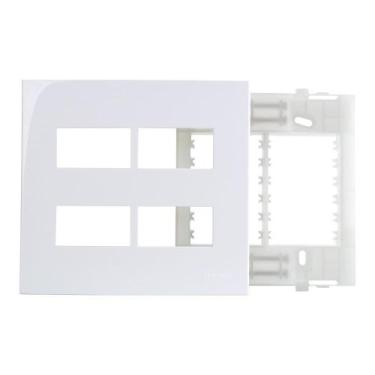 Imagem de Placa Margirius Sleek 4x4 para 4 Módulos Horizontais - Branco - PA0160