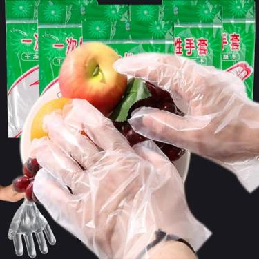 Imagem de 100 peças de luvas descartáveis transparentes de plástico à prova d'água para cozinha, restaurante, frango, frango, churrasco, utensílios de mesa (estilo chinês 1)