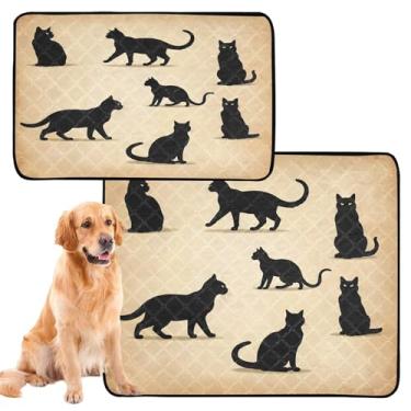 Imagem de CEBUGI Almofadas de xixi laváveis para cães, pacote com 2, almofadas impermeáveis para filhotes de cachorro, antiderrapante, à prova de vazamento, para cama de cercadinho, gatos pretos