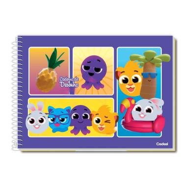 Imagem de Caderno De Desenho Espiral Capa Dura Universitário Bolofofos 80 Folhas Credeal Estampa 2