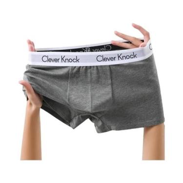 Imagem de Cuecas Boxer Masculinas Sexy De Algodão, Cor Sólida, Lingerie Masculin