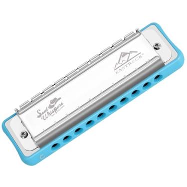 Imagem de EASTROCK Chave de gaita azul de 10 furos de órgão de boca C com estojo tem poder explosivo para adultos profissionais iniciantes CB05 rosa