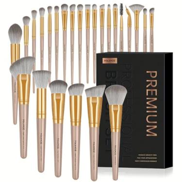 Imagem de MAANGE Kit Profissional de Pincéis de Maquiagem, 25 Peças, Preto, com Estojo, Cerdas Sintéticas, para Aplicação Facial Completa (Rosa)