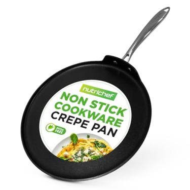Imagem de NutriChef Panela de crepe antiaderente para fogão | Ótima para panquecas, ovos PTFE/PFOA/PFOS livre de 30,5 cm anodizada rígida antiaderente e frigideira – Pode ser lavada na lava-louças NCHAC45