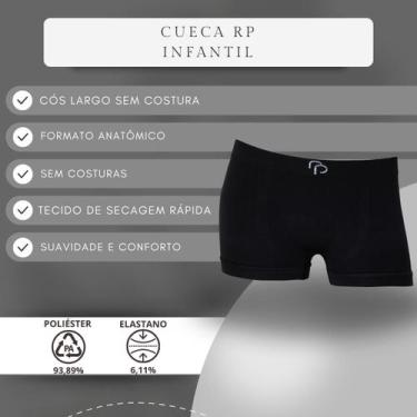 Imagem de Kit 8 Cueca Boxer Menino Básica Sem Costura Elastano - RP, 8preto, G