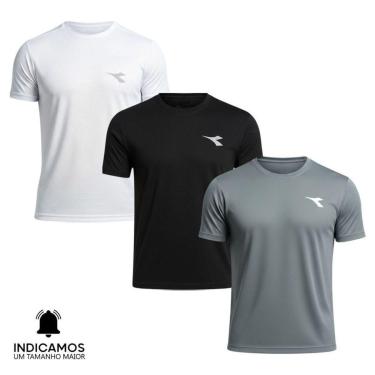 Imagem de Kit 3 Camisetas Diadora Small Logo Masculina - Grafite e Branco GG-Masculino